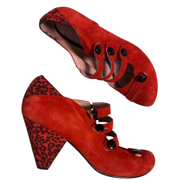Channi B 9.5 suede and animal print button up Mary Jane’s great used condition - Picture 1 of 14